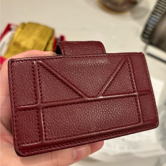 DIOR Authentic Burgundy Calfskin Leather Diorama Gusset Card Holder - Picture 4 of 17